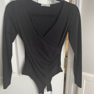 Mango Elegant Black Long Sleeve Bodysuit